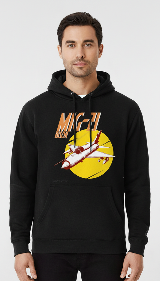 MiG-21 Bison Full-Print Black Hoodie for Men